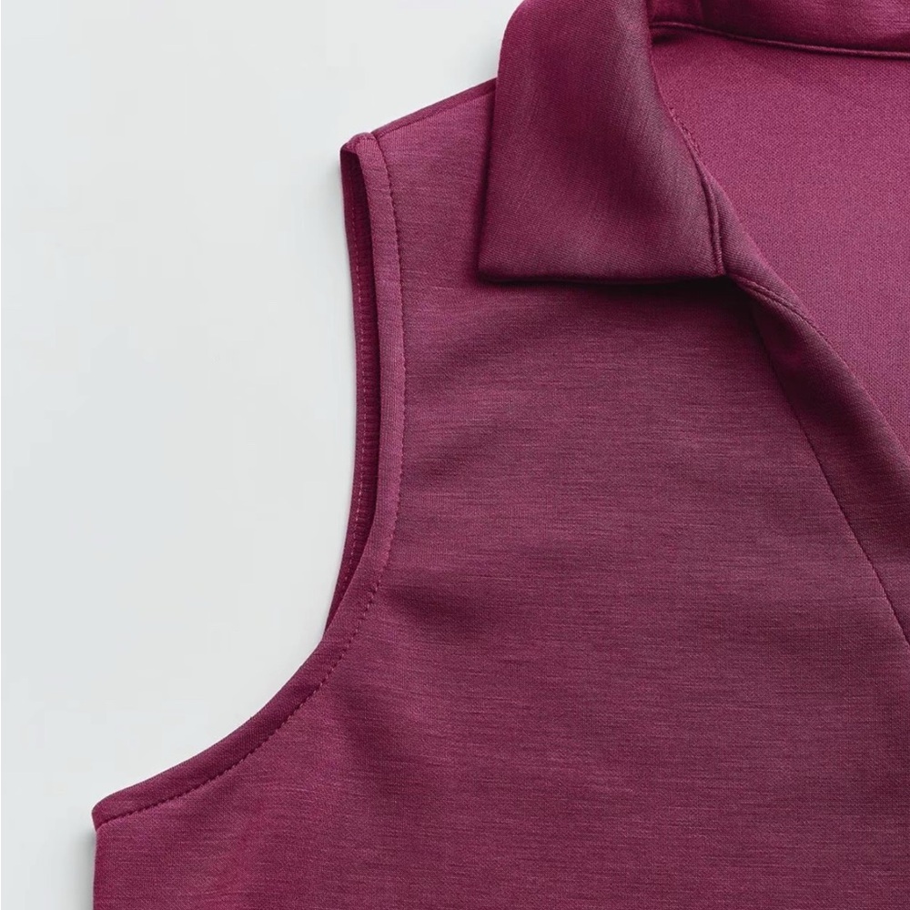 Purple Wide-Leg Pantsuit with Sleeveless V-Neck Top - Picture 4 of 9